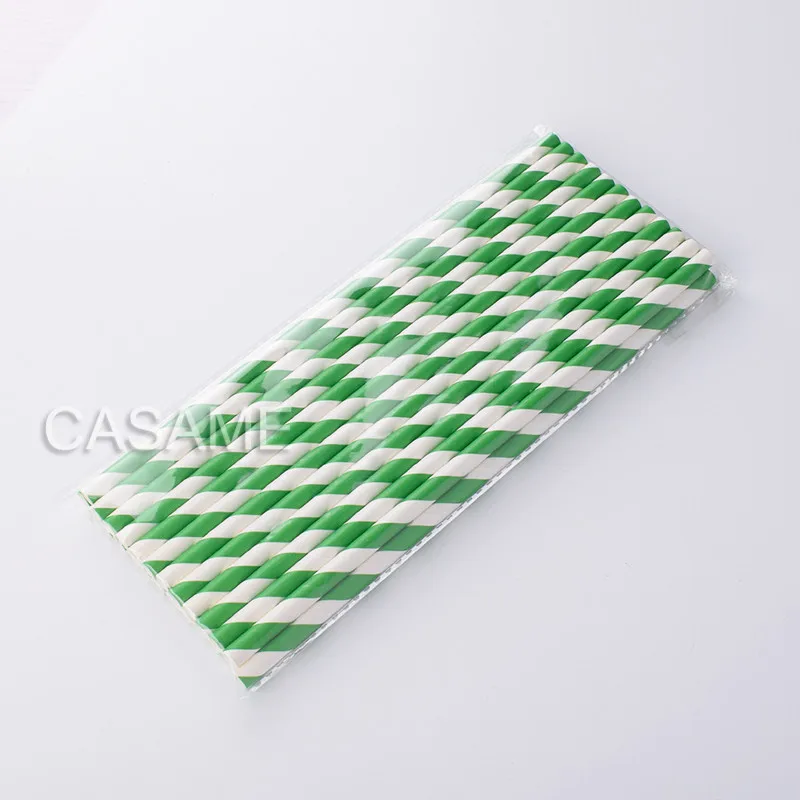 dark green stripes Рождественская одноразовая бумажная соломинка для питья полосатая соломенная детская Свадебная душевая декорация подарочные вечерние принадлежности для мероприятий - Цвет: dark green stripes