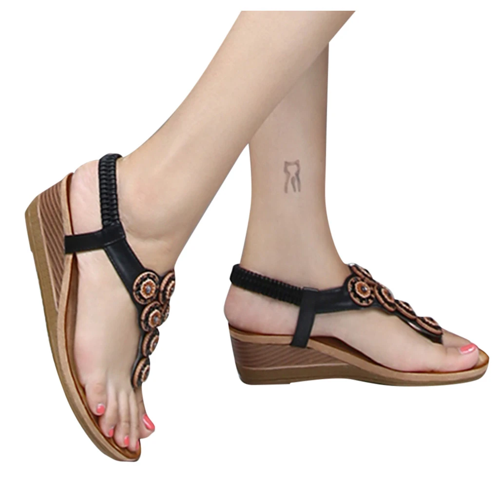 womens toe post wedge sandals