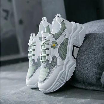 

Women Chunky Sneakers Fashion Vulcanize Shoes New Female Black White Platform Shoes Thick Sole Casual Shoes Woman Sneakers 7cm