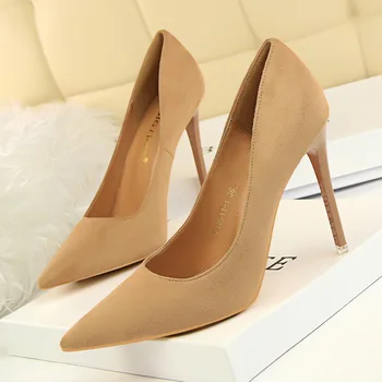 

BIGTREE NEW suede pumps OL office shoes women's high heels pointy shoes fashion women's casual wedding shoes