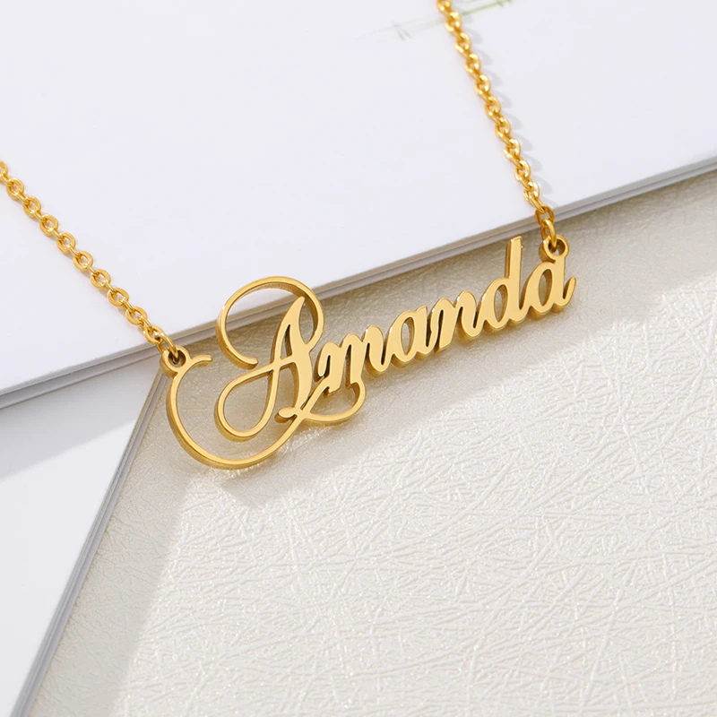 

V Attract Personalized Name Crown Necklace Stainless Steel Gold Handmade Customized Crown Font Necklace Christmas present