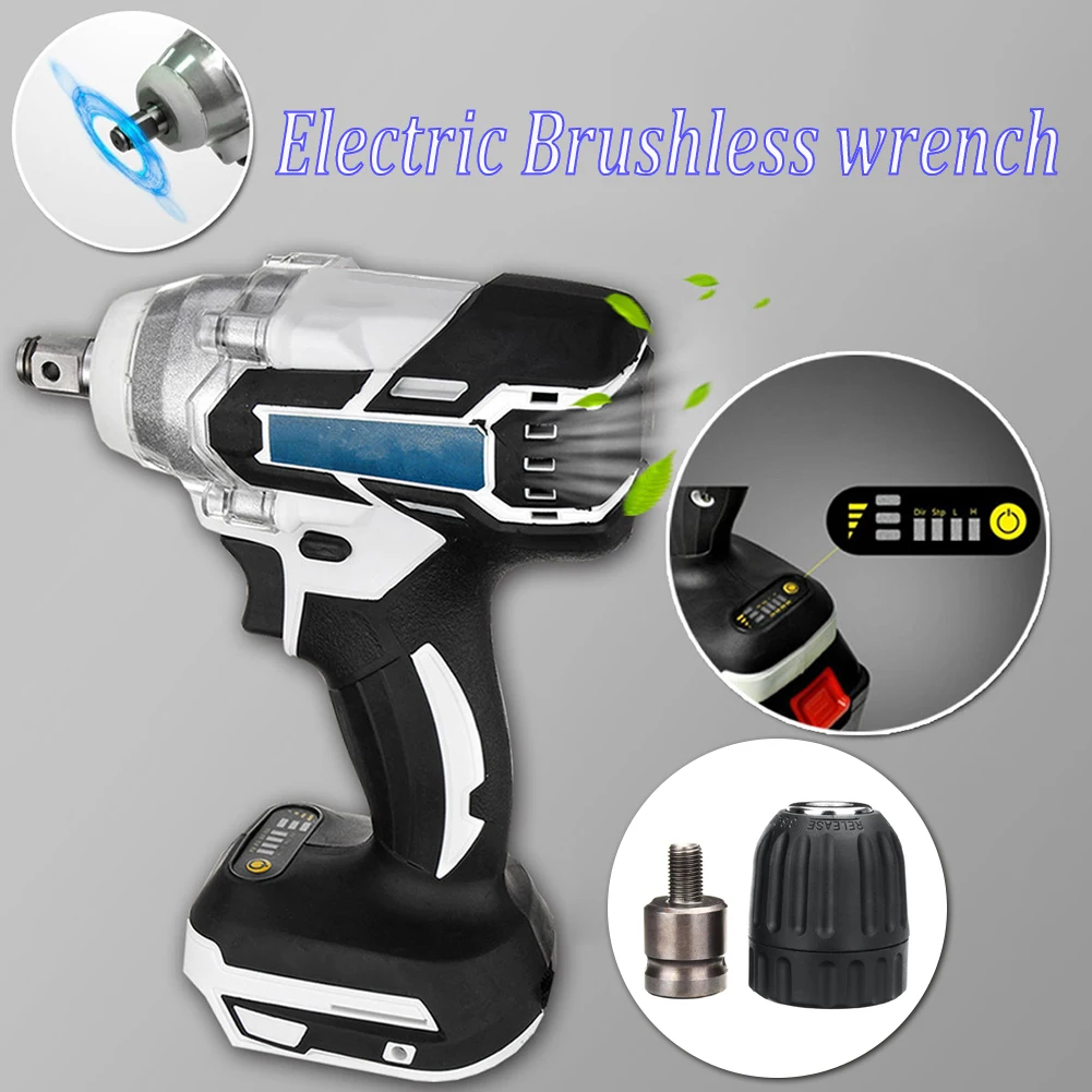 

1280W Brushless Electric Hammer Cordless Drill 19800mAH 240-520NM Adjustable 0~3600 RPM 240-520NM Torque No Charger&battery