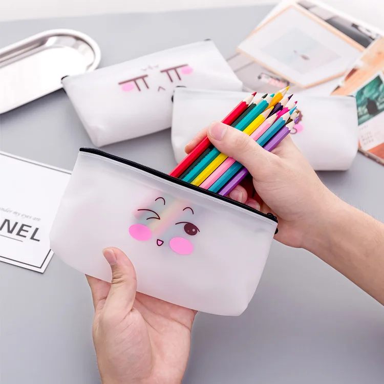 kpop cute kawaii cartoon Funny expression pencil case pencil box school student office stationery storage pencil bag kids gift