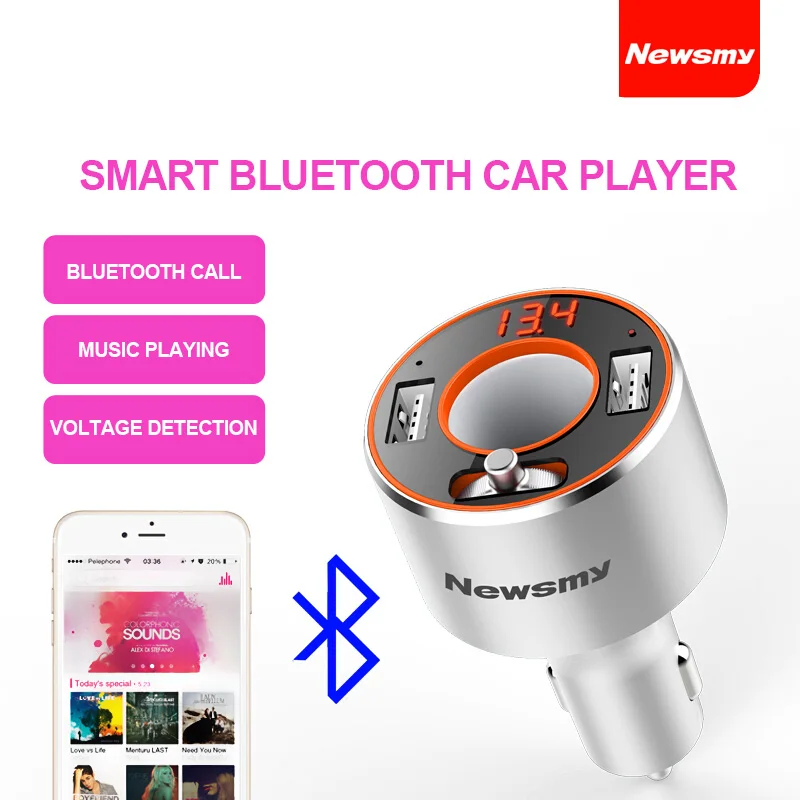 Newsmy C66 Автомобильный MP3 Bluetooth U диск плеер 2 usb порта FM Радио передача телефон говорящая Функция Дисплей напряжения