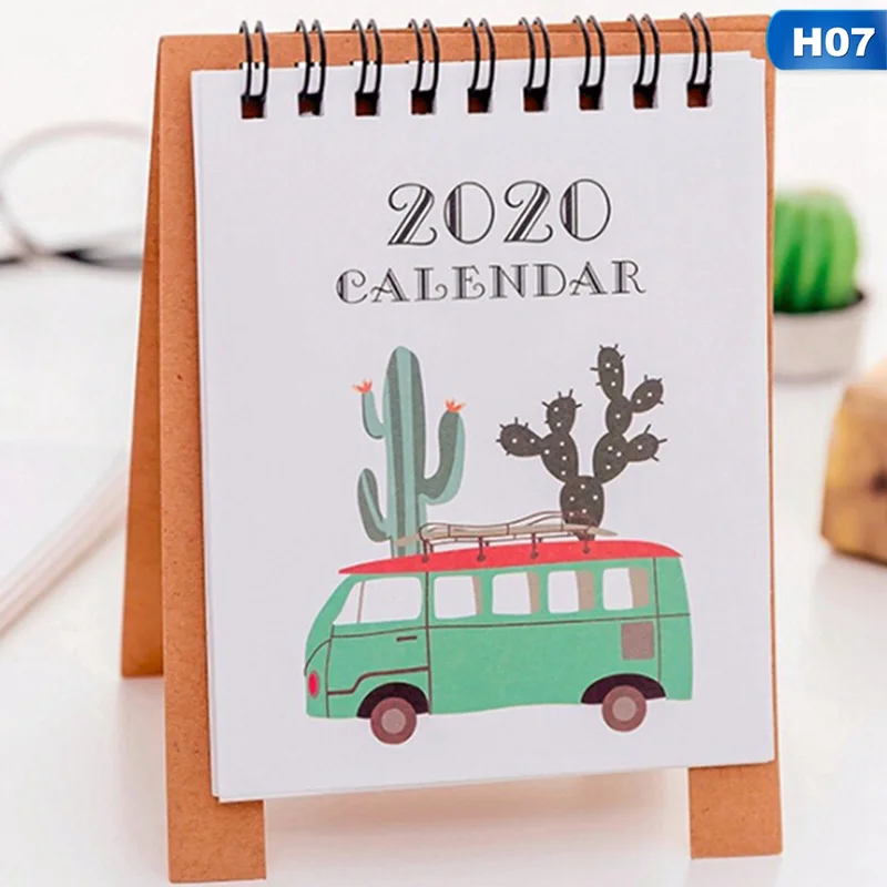 Милый мультяшный мини настольный календарь, календарь, двойной ежедневный планировщик, стол, сделай сам, украшение дома - Цвет: H07