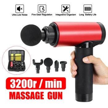 

3200r/min Electronic Therapy Body Massage Guns High Frequency Vibration Massage Body Relaxation Pain Relief Massager 4 Heads
