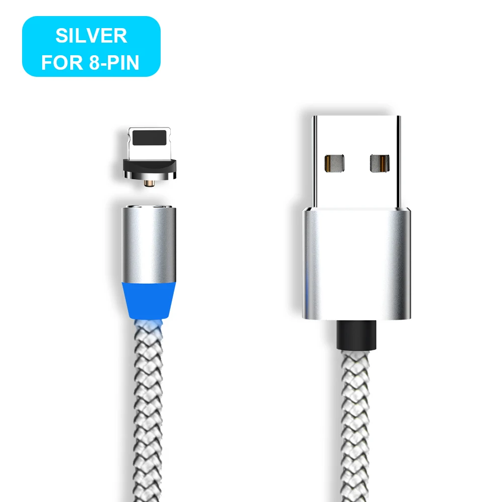 Silver For iphone Vanniso Магнитный USB кабель 2.4A Быстрая зарядка для iPhone 7 xr xs max samsung a70 магнитное зарядное устройство для мобильного телефона usb type C Microusb - Цвет: Silver For iphone