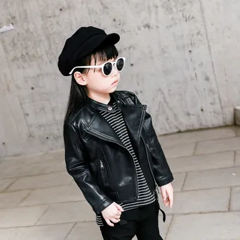 

Kids Girls Boy Leather Cool Jacket Toddler Boy Girl Solid Zipper Fashion Coat Children Long Sleeve Autumn Winter Outwear Clothes