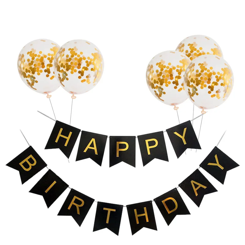 Черное золото с днем рождения баннер шары гелий номер фольги воздушный шар для маленьких мальчиков детей взрослых 18 30 день рождения украшения