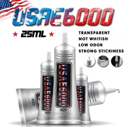 Colle E6000 en plastique transparent, 25ml, nouveau, avec une aiguille, cuir, adhésif Composite acrylique, 1 pièce, faible odeur, pas de blanchiment 