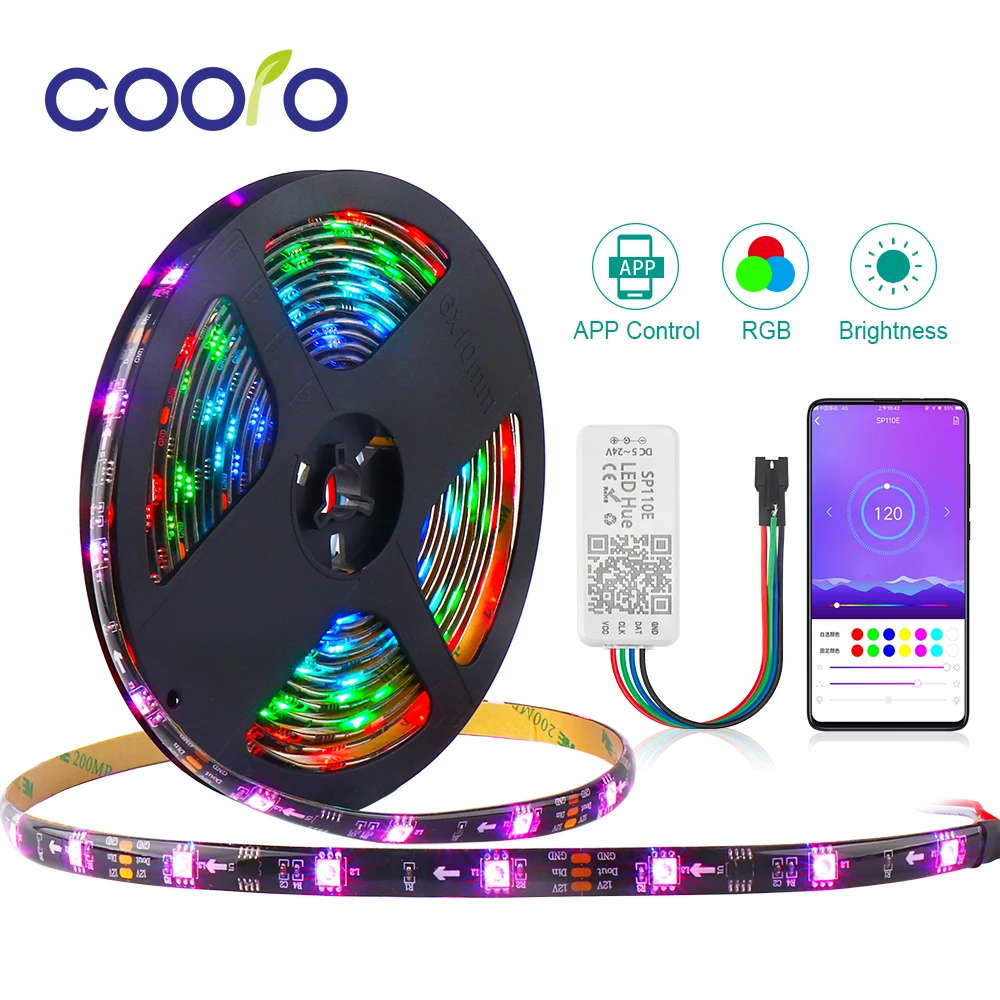 WS2811 RGB Светодиодная лента 5050 SMD Адресуемая 30/60 светодиодов/м SP110E Bluetooth управление