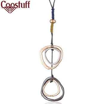 

Vintage Jewelry Long Necklace for Women's Pendants Geometric Circle Chains Statement Necklaces Suspension Female Neck Decoration