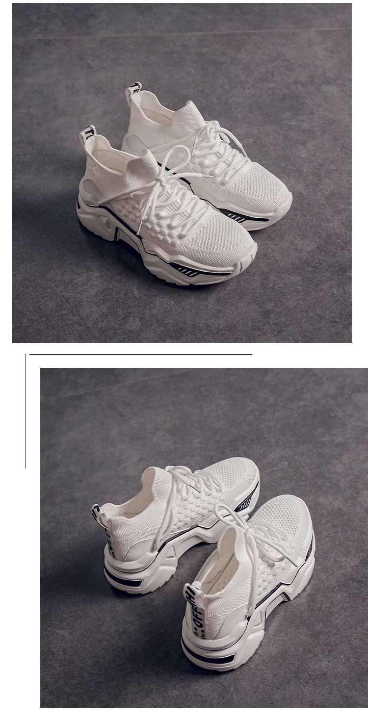 Новые летние Для женщин на не сужающемся книзу массивном кеды Harajuku ретро Обувь Повседневное на платформе; белые кроссовки дышащие сетчатые спортивные туфли