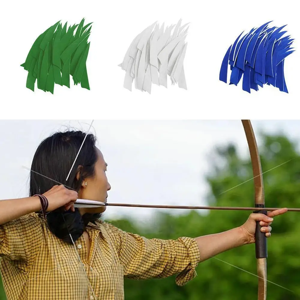 

50pcs 6 Color Turkey Feather Right Shield 4 Inch Archery Arrow Accessories Apply To Wood Bamboo Carbon Fiber Optic Arrow Shaft