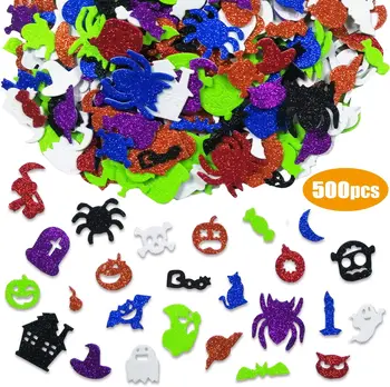 

Room Decoration 500pcs Halloween Spider Pumpkin Glitter Foam Craft Stickers for Halloween Party Favors Kids Party Supplies