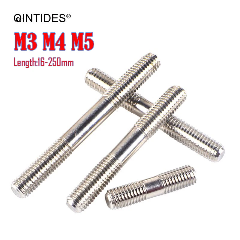 QINTIDES M3 M4 M5 двухсторонние шпильки (зажимной тип) 304 Изометрические двойные болты из