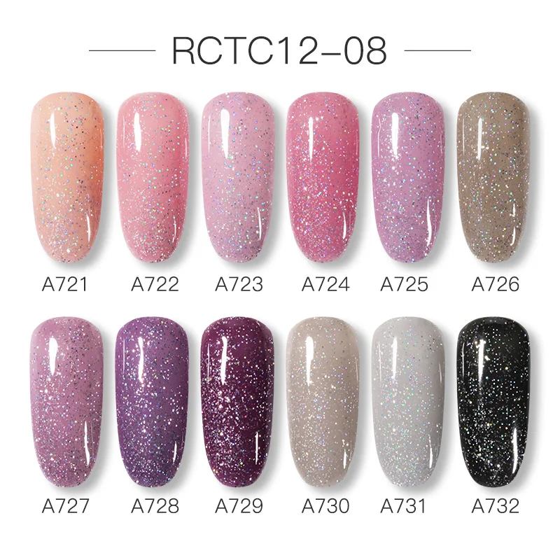 12PCS/LOT ROSALIND 7ml Glitter Neon Gel Nail Polish Set All For Manicure Semi Permanent Hybrid Varnishes Soak Off Nail Gel Kit 3