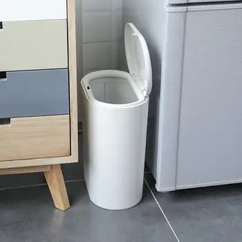 

Creative Large Pressing Type Waste Bins with Lid Narrow Oval Trash Can Plastic Garbage Cans Storage Bucket Home Cleaning Tool