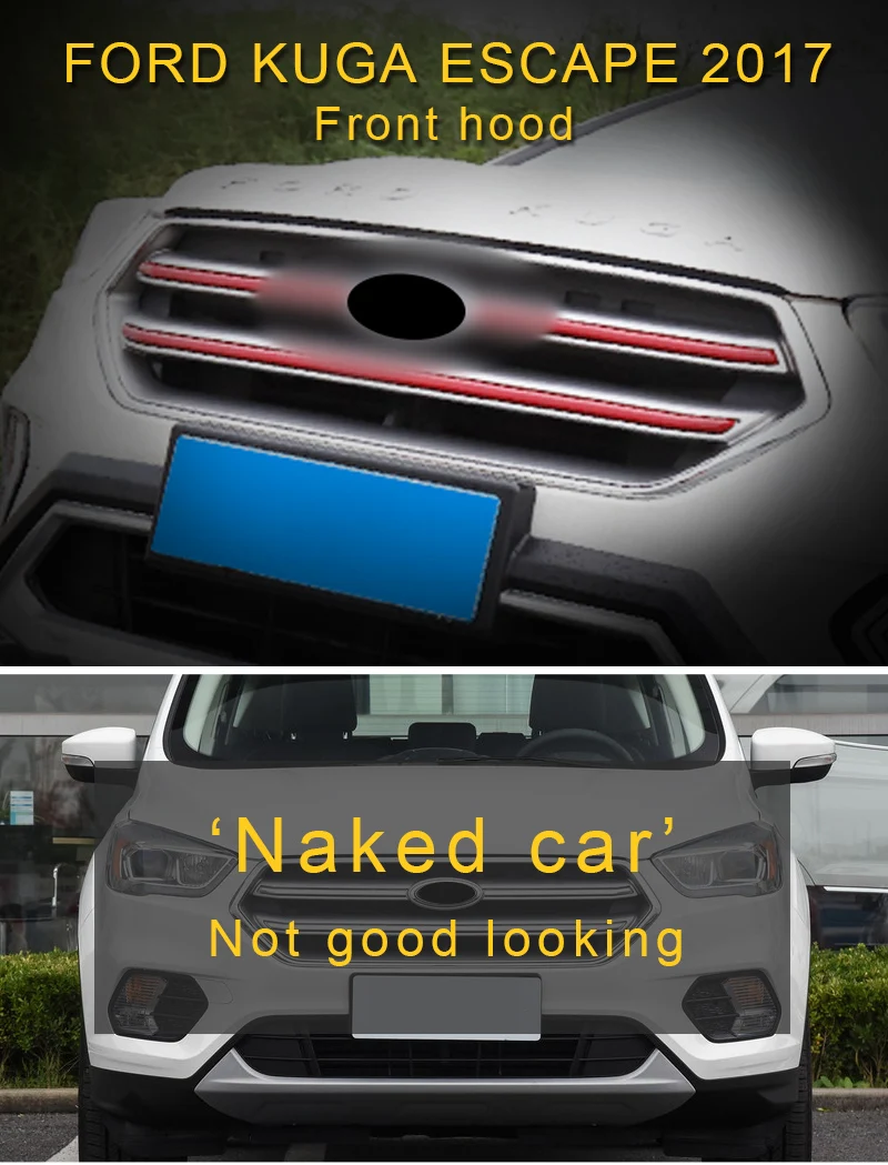 Для Ford Kuga ESCAPE стайлинга автомобилей передний капот среднего чистая бампер решетка Стикеры для обклейки автомобиля внешние аксессуары
