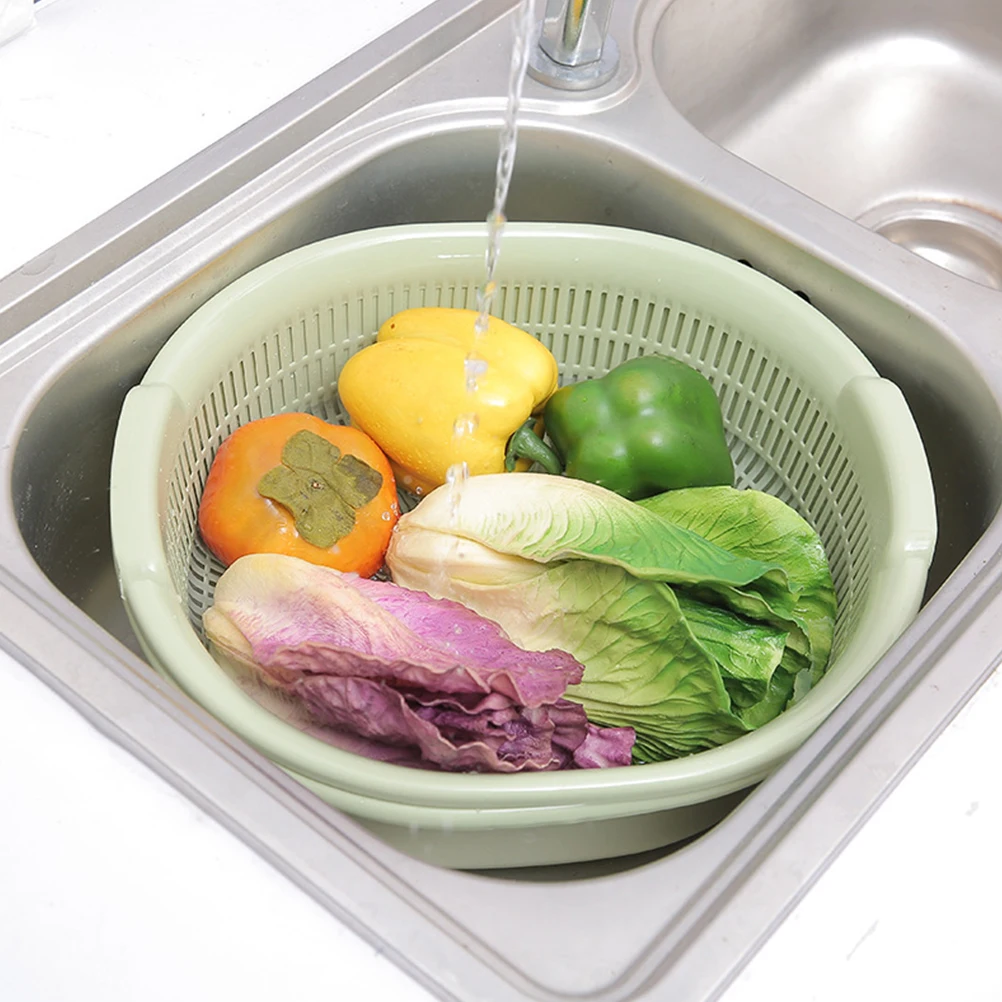 2 in 1 Kitchen Strainer Basket Detachable Non-toxic Colanders Vegetable Fruit Washing Basket Kitchen Drain Basket
