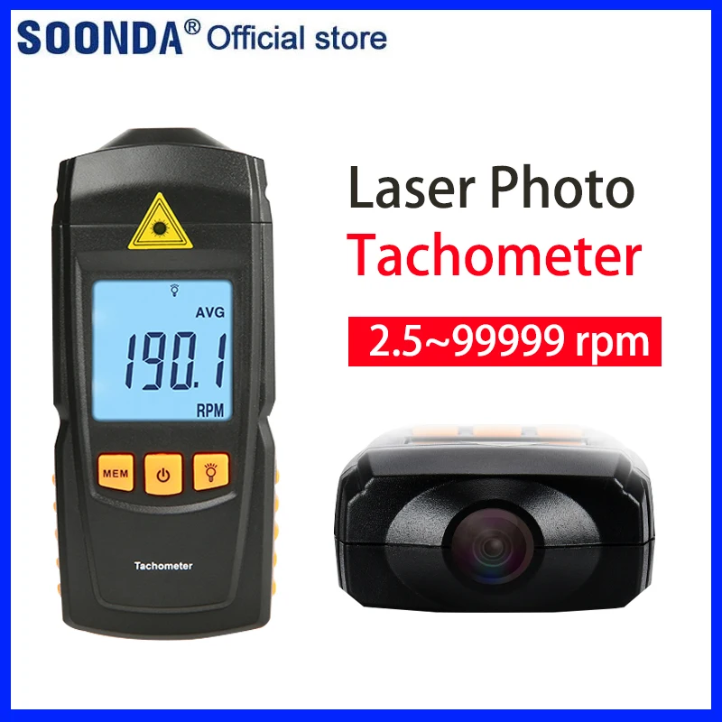 

Digital Laser Photo Tachometer RPM Speed Meter Engine Motor Non-contact Tachometer Tach Tool Handheld Speed Gauge
