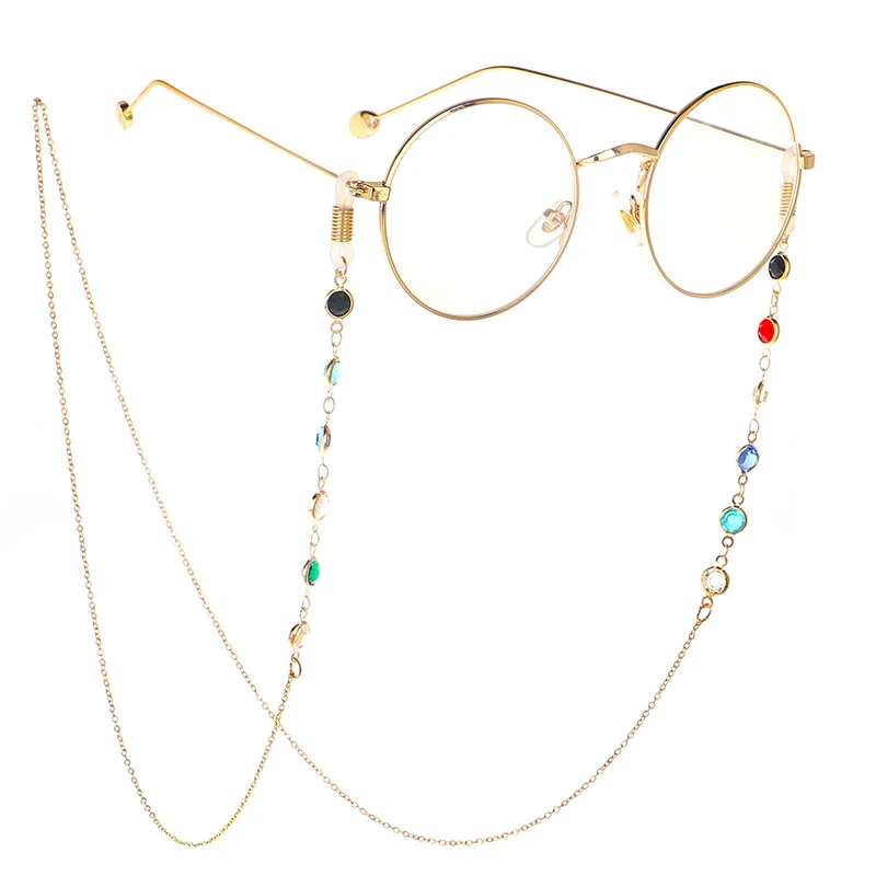 

Fashion Crystal Glasses Neck Strap Chain Silver Gold Gold Color Eyeglasses Necklace Metal Sunglasses Cord Lanyard Necklace
