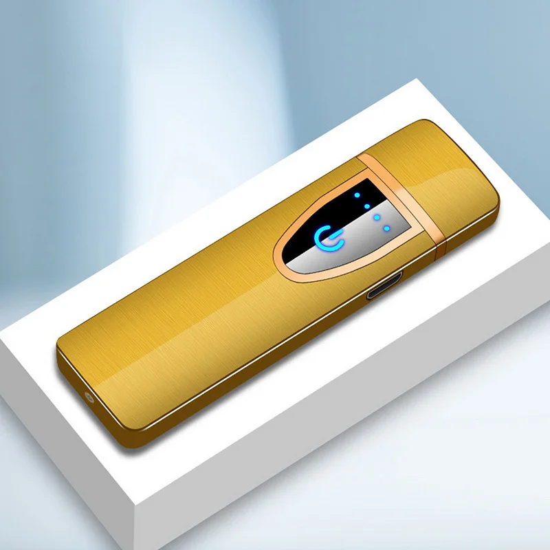 Умный сенсорный экран, зажигалка, компактный интеллектуальный датчик, usb зарядка, зажигалки, Премиум зажигалка, 5 цветов - Цвет: gold color