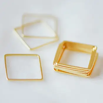 

10pcs Gold Square Link Charms 15/ 20mm, Real Gold plated Brass Geometric Connector Pendants (GB-231)