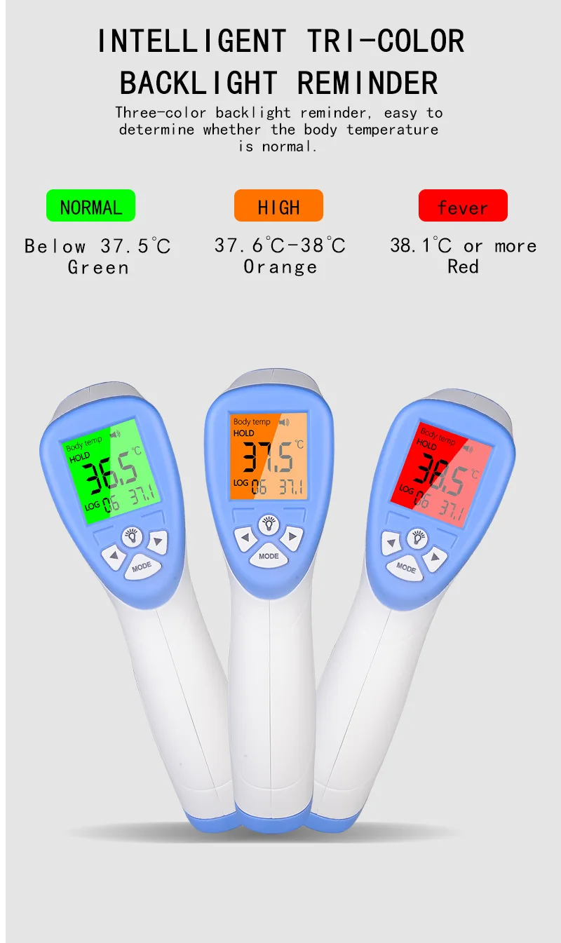 Цифровой термометр Детский Взрослый Мути-фуция инфракрасный Лоб тела термометр пистолет бесконтактная температура с ЖК-подсветкой