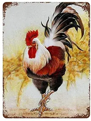 

Rooster Chicken Metal Sign Iron Painting, Vintage Tin Sign Poster Hanging for Bar Pub Club Home Office Living Room Bedroom Art