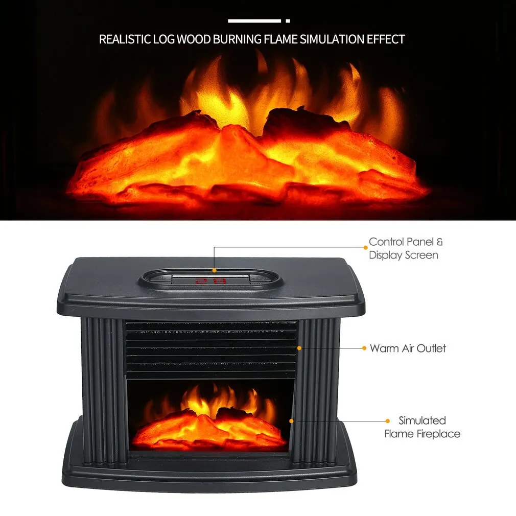 Aquecedor de lareira elétrico de 1000 W com controle remoto, decoração de chamas, espaço interno portátil, escritório doméstico_voghion.com