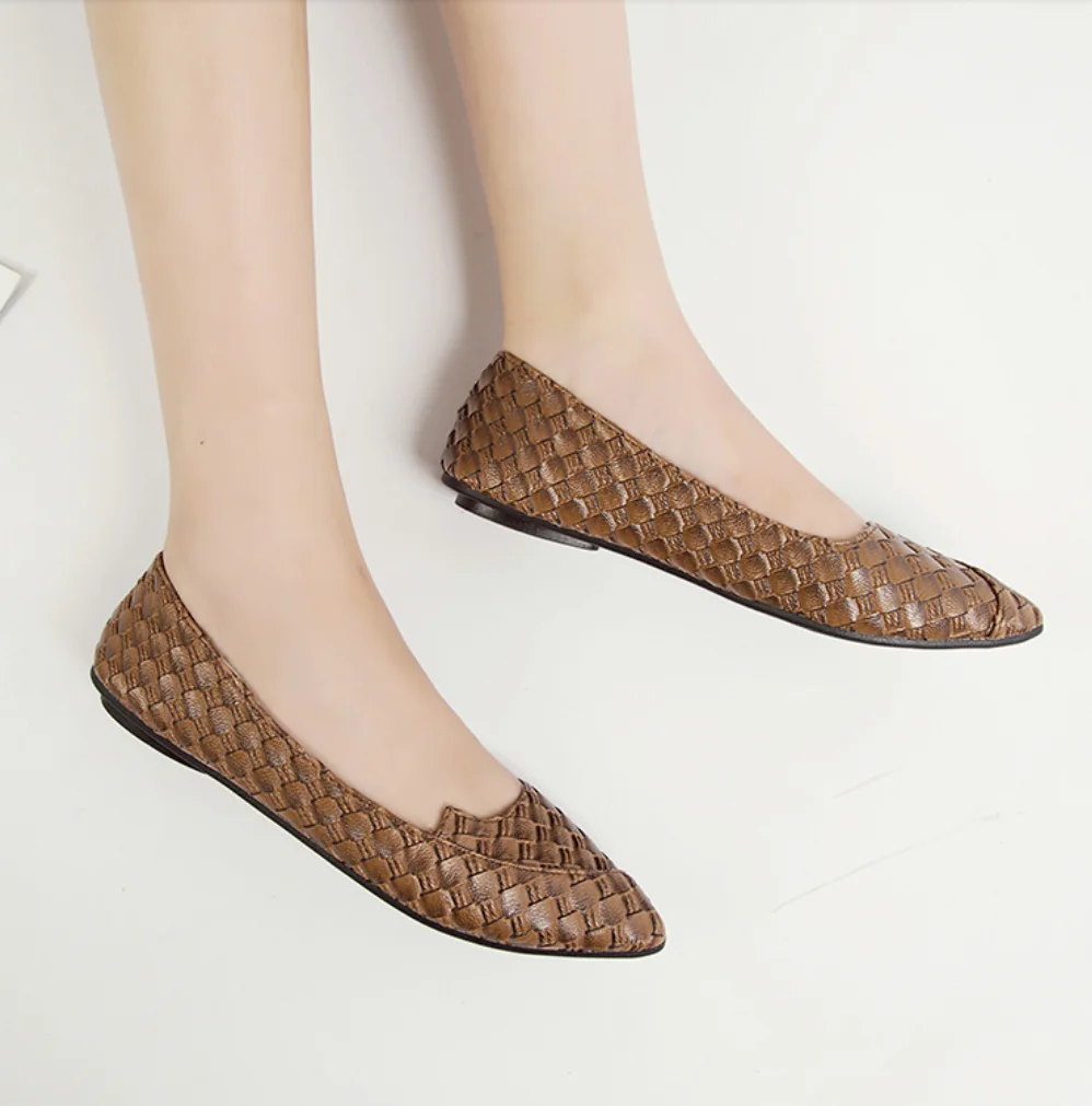 Новые 2021 весенние женские лоферы балерины Scarpe Donna Кожаные туфли лодочки с острым