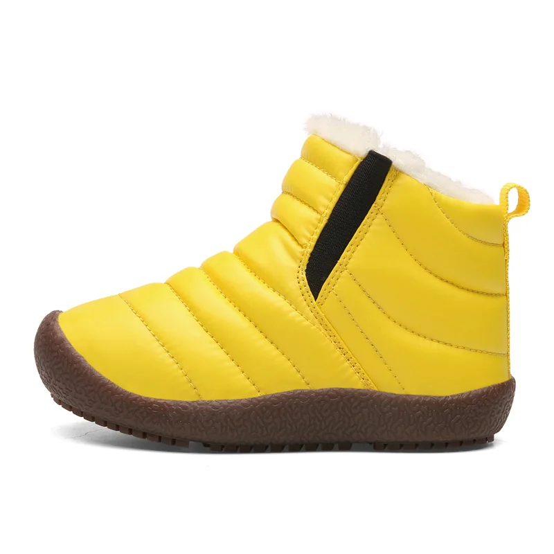 Зимние ботинки; детские зимние ботинки; Детские Плюшевые водонепроницаемые ботинки с высоким берцем; хлопковая обувь; мягкие удобные ботинки для девочек; детские ботинки; Botas - Цвет: yellow