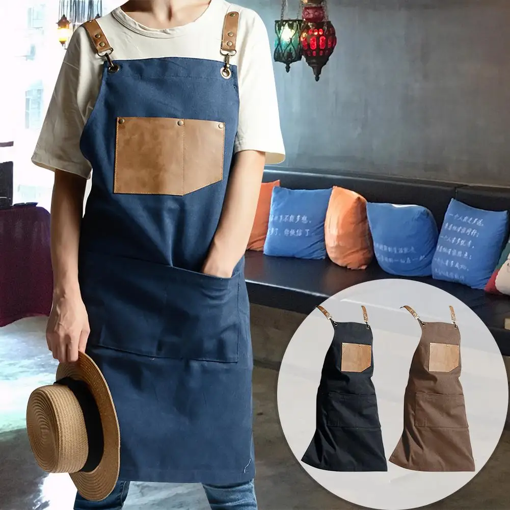 Artist Canvas Apron With Pockets Painting Apron Painter Adjustable Neck  Strap Waist Ties Gardening Waxed Aprons For Women Men Ad - AliExpress