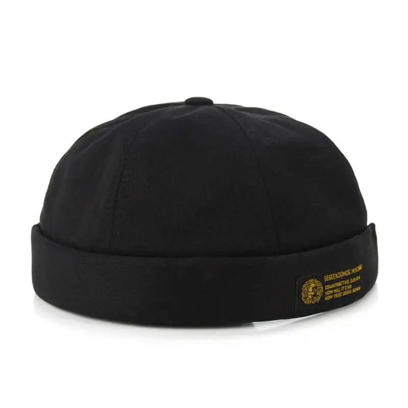 Хлопковая шапка в стиле ретро, дышащая Шапка-бини для женщин и мужчин, шапка в стиле хип-хоп для сохранения тепла, подходящая по форме - Цвет: Черный