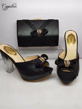 

Amazing black high heel shoes and handbag sets for lady GY23, heel height 10cm