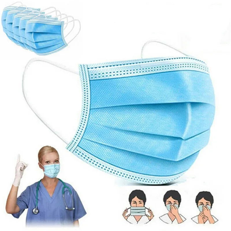 

50PCS Masks Disposable Mask Face Masks Black/White/Blue Masks 3-Layers Non-Woven Anti-Dust masks 4FZ