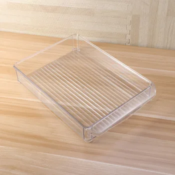 

Stackable Kitchen Storage Organizer Food Storage Bin Trays with Pull Front Handle for Refrigerators Freezers Cabinets Drawers(B