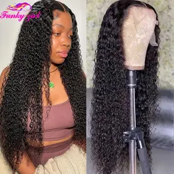 13x4 Curly Lace Front Human Hair Wig For Women Deep Wave 13x1 4x1 T Part Lace Frontal Wigs 180 Density Brazilian Human Hair Wig