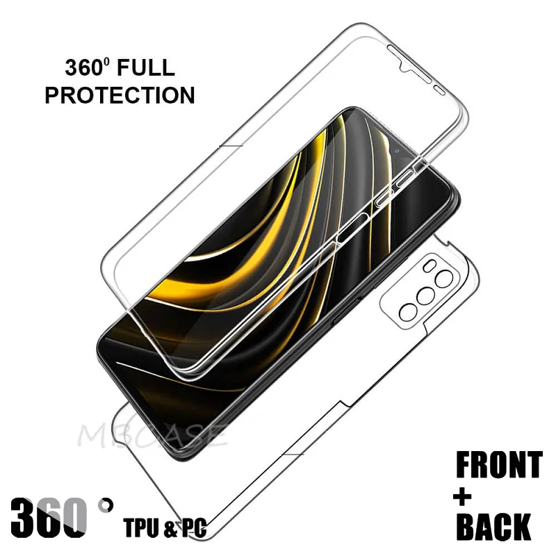 iphone 11 Pro Max  silicone case 360 כפול מחשב + סיליקון מקרה עבור Xiaomi Poco X3 NFC M3 10T 11T M4 X4 פרו 9T 11 לייט 5G מלא גוף ברור כיסוי Redmi הערה 11S 10S iphone 11 Pro Max  cover