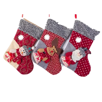 

3Pcs Christmas Tree Hanging Party Tree Xmas Decor Christmas Stocking Gift Candy Bags Lovely Gift Bag for Children 25CM
