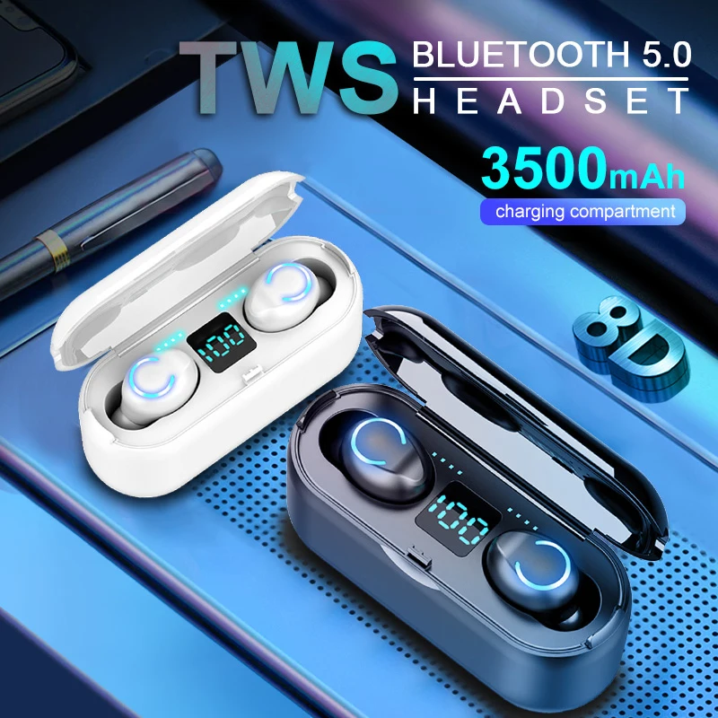 Kowkaka Wireless LED Bluetooth 5 0 Earphone Stero Earbuds With Mic For iphone 11 Xiaomi Noise Canceling Earphone With Power Band