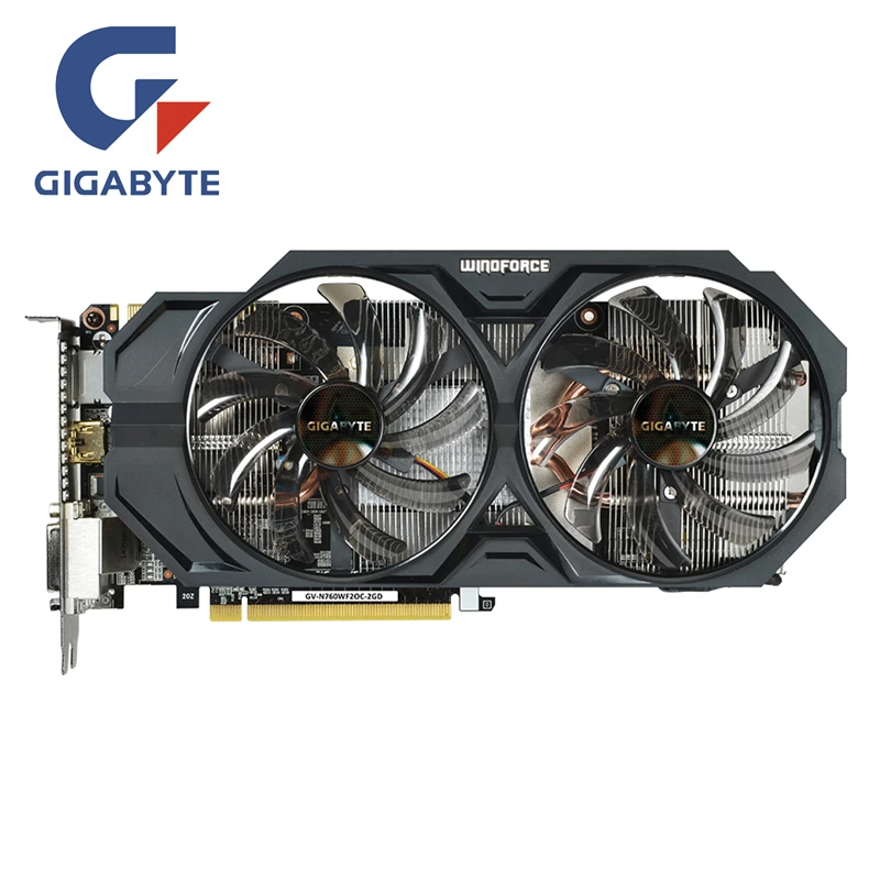 Видеокарты GIGABYTE GV-N760WF2OC-2GD GPU 256Bit GDDR5 GTX 760 N760 карта Видеокарта для nVIDIA Geforce GTX760 Hdmi Dvi б/у