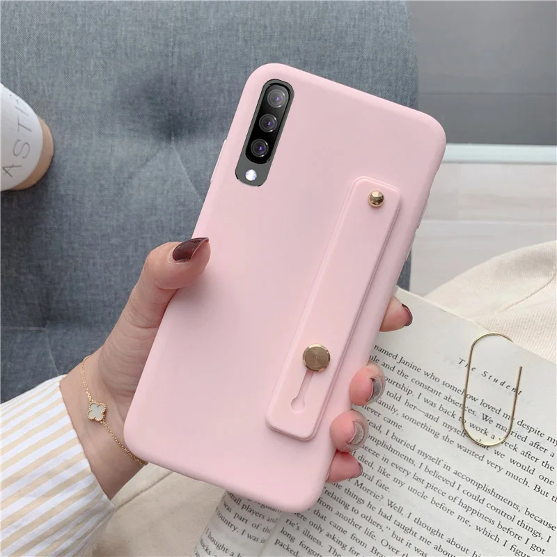 Light Pink Ремешок на запястье руки силиконовый браслет чехол для samsung Galaxy A20E A80 A70 A50 A30 S10 5G S10E S9 S8 плюс A7 A9 A8 A6 Note10 крышка - Цвет: Light Pink