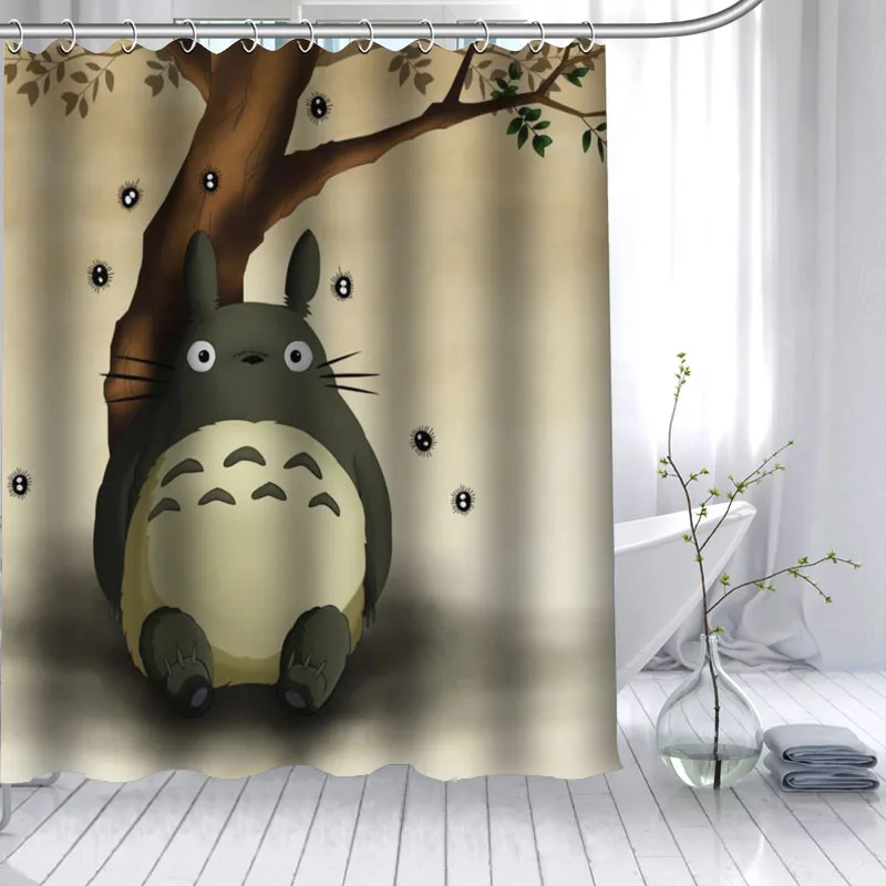 Shunqian Hot Sale Totoro Anime Shower Curtain Polyester Fabric 12 Hooks For The Bathroom Waterproof Mildew Funny Bath Curtain Shower Curtains Aliexpress