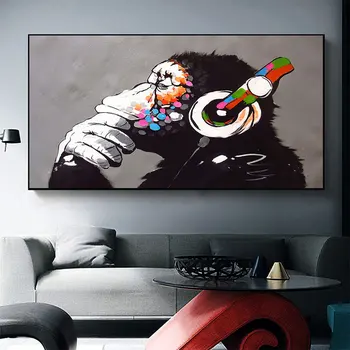 

Lion Monkey Paintings on The Wall Animal Wall Art Colourful Abstract Canvas Painting for Living Room Nordic Decoration Home