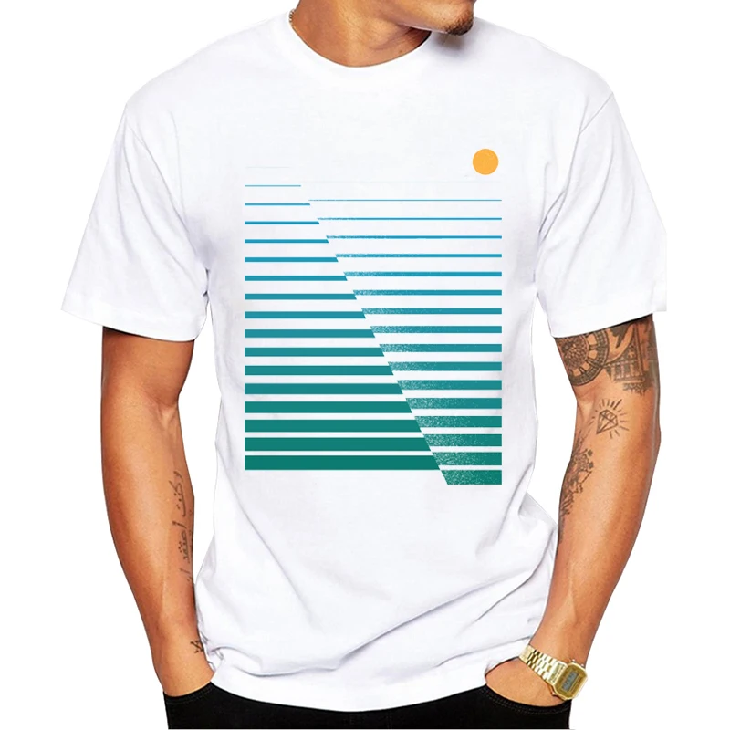 TEEHUB T-shirt à manches courtes pour homme avec motif abstrait de l'océan Vert_voghion.com