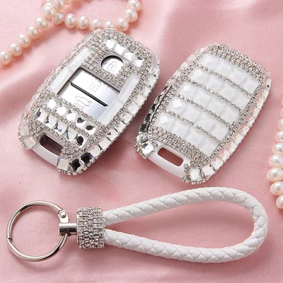 Чехол для автомобильного ключа роскошный чехол с белыми бриллиантами KIA Rio Sportage K2
