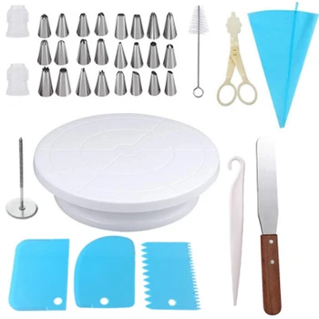 

Cake Decorating Tool Cake Turntable Bracket Russian Sleeve Nozzle Tube Bag, Sugar Shovel Spatula Kitchen Dessert Baking Supplies