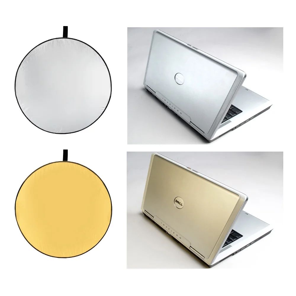 Selens 2 in 1 30/60/80/110 cm Reflector Portable Collapsible Disc Light Diffuser Gold Silver White for Selfie Photo Studio photography reflector macro photography diffuser